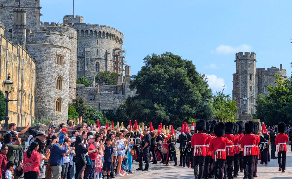 Guards marching into Windsor Castle